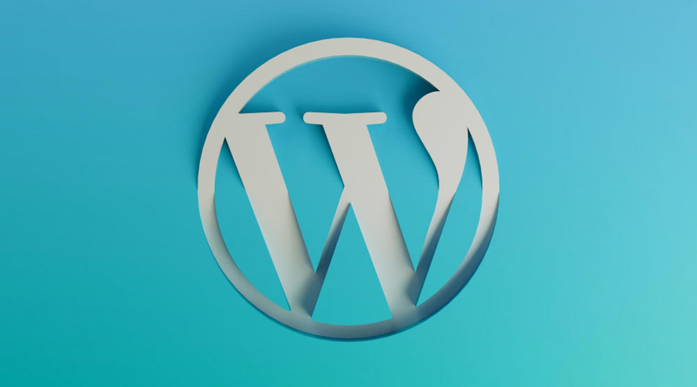 WordPress-Logo vor blau-türkisen Hintergrund